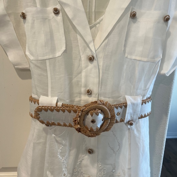 Zimmermann White Mini Dress with Brown Accents - Picture 4 of 4